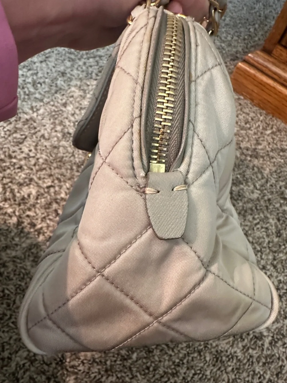 Prada Teessuto Impuntu Quilted Nylon Chain Flap Bag